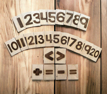 Addition - Subtraction - Greater - Addition - Subtraction - Greater or Less Than Wooden Tray - Chalkboard